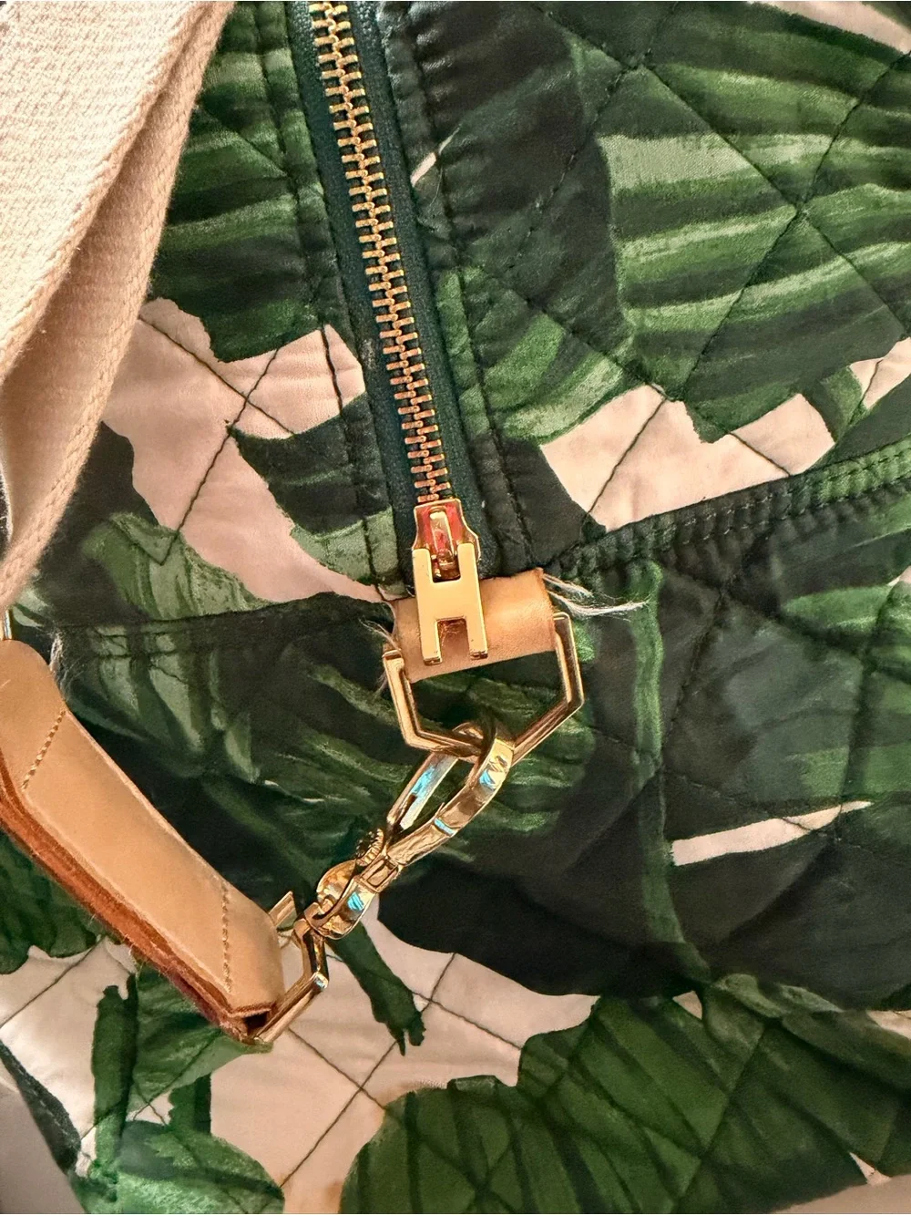 Green Tropical Quilted Tote